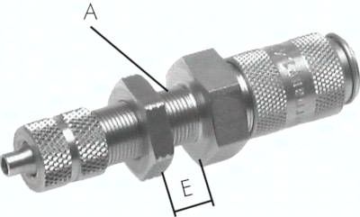 Schott-Kupplungsdose (NW2,7) 4,3 x 3mm Schlauch, Edelstahl