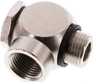 Winkel-Verschraubung G 1/2" AG/IG, Messing vernickelt, Hohlschr.