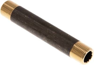 Rohrdoppelnippel G 3/8"-100mm, 16 bar Messing