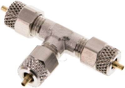 T-Verschraubung 4 x 2mm, Messing vernickelt