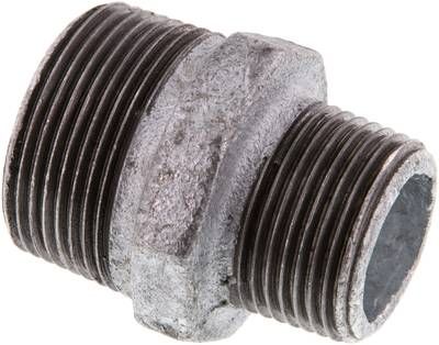 Doppelnippel R 1 1/4"-R 1", 25 bar Temperguss verzinkt