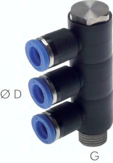Steck-Mehrfachverteiler, 3-fach G 1/8"-8mm, IQS-Standard