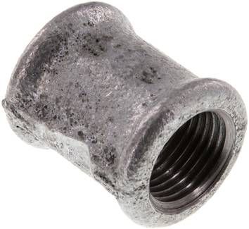 Rundmuffe Rp 1/2"-Rp 1/2", 25 bar Temperguss verzinkt