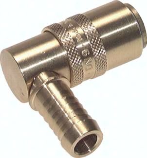 90°-Temperierkupplungsdose 13mm Zapfen, 13 mm Schlauch, Messing