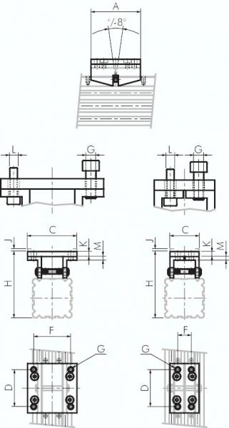Pendelbrücke (schmal) f. 32mm kolbenstangenlosen Zylinder