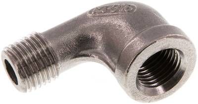 90°-Einschraubwinkel Rp 1/4"(IG)-R 1/4"(AG), 16 bar 1.4408