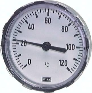 Bimetallthermometer, waage-recht D80/0 - 120°C/100mm