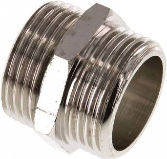 Doppelnippel G 1"-G 1", 16 bar Messing vernickelt