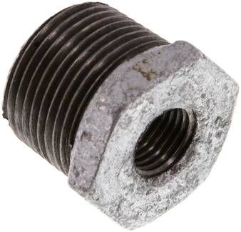 Reduziernippel R 3/4"(AG)-Rp 1/4"(IG), 25 bar Temperguss verzinkt