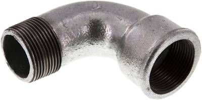 90°-Bogen Rp 1 1/4"(IG)-R 1 1/4"(AG), Temperguss verzinkt