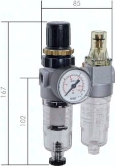 Mini-Wartungseinheit, 2-tlg., G 1/4", 0,5 - 6 bar