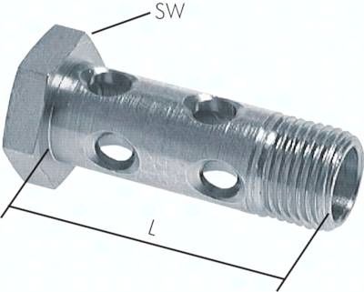 Hohlschraube 2-fach, M 12 x 1,5, Stahl verzinkt
