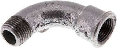 90°-Bogen Rp 1/2"(IG)-R 1/2"(AG), Temperguss verzinkt