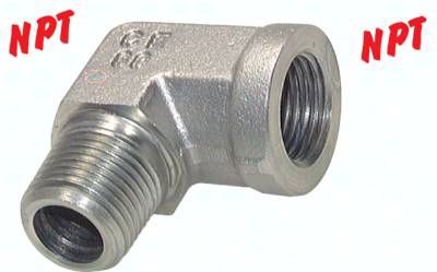 90°-Einschraubwinkel NPT 1/4", Stahl verzinkt
