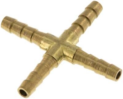 Kreuz-Schlauchverbinder 5mm, Messing