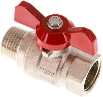 Messing-Kugelhahn, Eco-Line, R / Rp 1/2" (AG/IG), PN 25