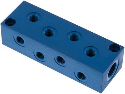 Verteilerleiste 2 x G 3/8"-8 x G 1/8", Aluminium