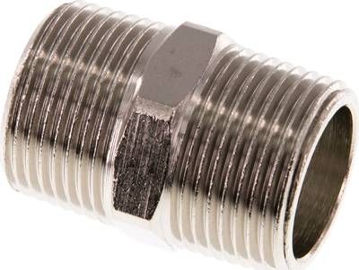 Doppelnippel R 3/4"-R 3/4", 16 bar Messing vernickelt