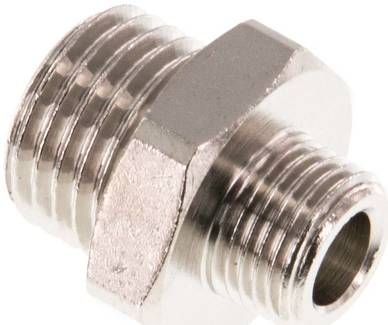 Doppelnippel G 1/4"-G 1/8", 16 bar Messing vernickelt