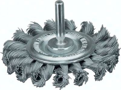 Rundbürste 75x12 mm, 6mm Schaft, Stahldraht 0,5 mm (18 x gezopft)