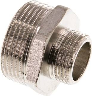 Doppelnippel G 1 1/4"-G 3/4", 16 bar Messing vernickelt