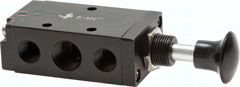 5/2-Wege Axial-Handhebelventil mit Federrückstellung, G 1/4" (Abluft G 1/8")