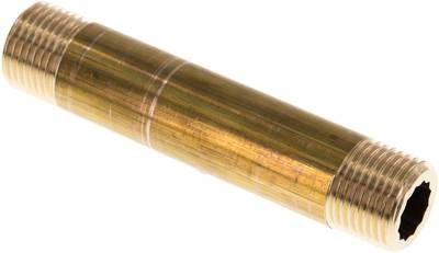 Rohrdoppelnippel G 1/2"-100mm, 16 bar Messing