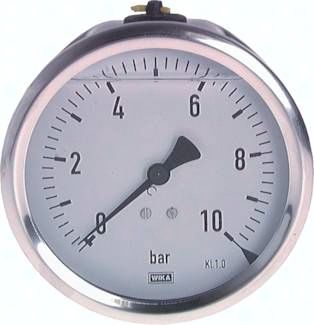 Chemie-Glycerin-Manometer waagerecht, 100mm, 0 - 6bar