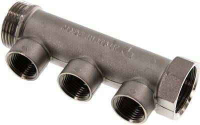 Verteilerrohr G 1"(IG/AG), 3 Abgänge G 1/2" (IG)