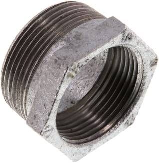 Reduziernippel R 1 1/2"(AG)-Rp 1 1/4"(IG), 25 bar Temperguss verzinkt