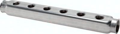 Verteilerleiste 2 x G 1" - 14 x G 1/2", Edelstahl (1.4306)