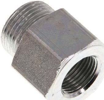 Hydraulik-Reduzierung M 22(AG)-G 3/8"(IG), Stahl verzinkt, Elastomerdichtung