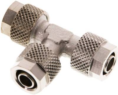 T-Verschraubung 8 x 6mm, Messing vernickelt