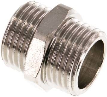 Doppelnippel G 1/2"-G 1/2", 16 bar Messing vernickelt