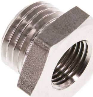 Reduziernippel G 1/4"(AG)-G 1/8"(IG), 40 bar 1.4571