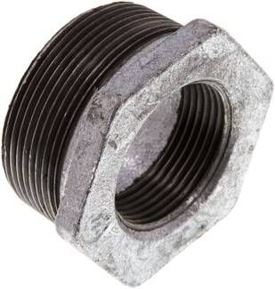 Reduziernippel R 2"(AG)-Rp 1 1/4"(IG), 25 bar Temperguss verzinkt