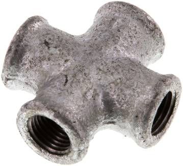 Kreuzstück Rp 1/4" (IG), 25 bar Temperguss verzinkt