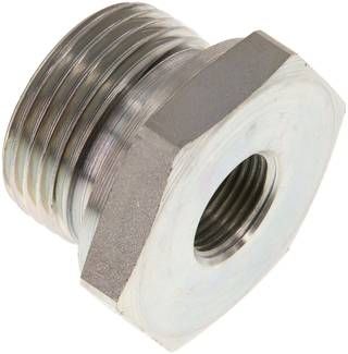 Hydraulik-Reduzierung G 1"(AG)-G 3/8"(IG), Stahl verzinkt, Elastomerdichtung