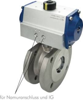 Pneum. Kompaktflanschkugelh., DN100/PN16, Feder-öffnend