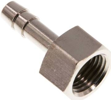 Aufschraub-Schlauchtülle G 1/4"-6mm, 16 bar Messing vernickelt