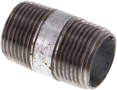 Rohrdoppelnippel R 3/4"-40mm, 50 bar, Stahlrohr ST 37 verzinkt