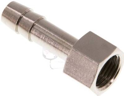 Aufschraub-Schlauchtülle G 1/8"-6mm, 16 bar Messing vernickelt