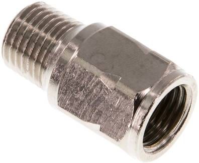 Mini-Rückschlagventil R/Rp 1/4" (AG/IG), Messing vernickelt