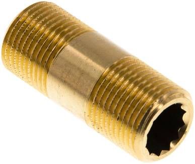 Rohrdoppelnippel G 3/8"-40mm, 16 bar Messing