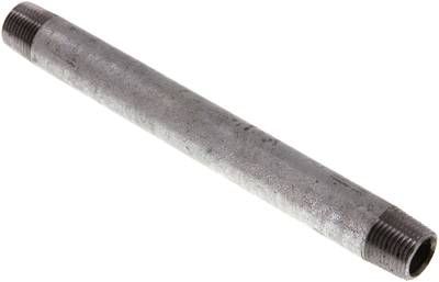 Rohrdoppelnippel R 3/8"-150mm, 50 bar, Stahlrohr ST 37 verzinkt