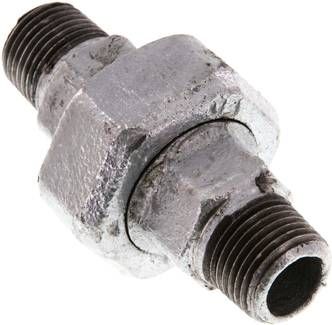 Doppelnippel trennbar R 1/2"-R 1/2", 25 bar Temperguss verzinkt