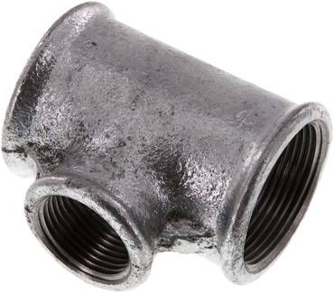 T-Stück Rp 1 1/2"-Rp 1"-Rp 1 1/2" (IG), 25 bar Temperguss verzinkt