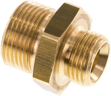 Doppelnippel G 3/4"-G 1/2", 16 bar Messing/Rotguss