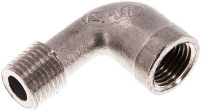 90°-Einschraubwinkel Rp 1/4"(IG)-R 1/4"(AG), 10 bar 1.4408