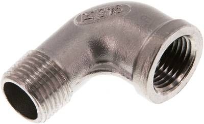 90°-Einschraubwinkel NPT 1/2"(IG)-NPT 1/2"(AG), 16 bar 1.4408